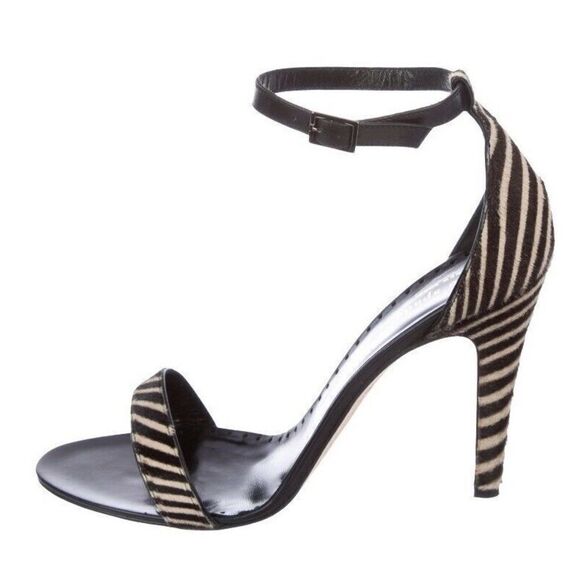 Revolve Kate Spade Hedy Pony Hair Leather Open Toe Ankle Strap Heels Sandals - Picture 1 of 12